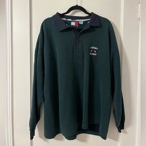 Vintage Tommy Hilfiger Dark Green Long Sleeve Polo
